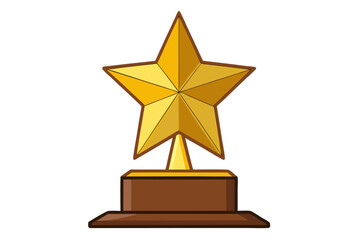 Shining 3D golden star award with a festive red ribbon, a perfect Christmas holiday decoration or celebration symbol