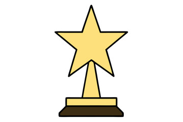 Shiny gold star award on a pedestal, a symbol of success and celebration, perfect for trophy and decoration designs