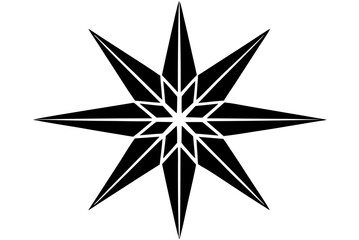 Fototapeta premium Black and white compass rose vector with a decorative star symbol for a shiny Christmas holiday design illustration