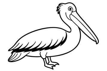 Obraz premium Isolated pelican illustration with a long beak, white feathers, and a touch of yellow, perfect for wildlife and nature themes