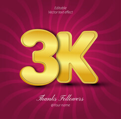 3k followers typography premium editable text effect.