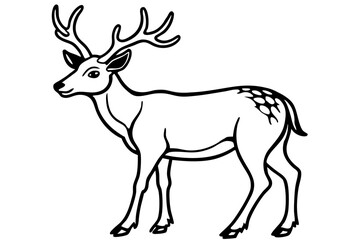 Obraz premium Isolated vector silhouette illustration of a wild deer or reindeer with antlers, perfect for nature and Christmas designs