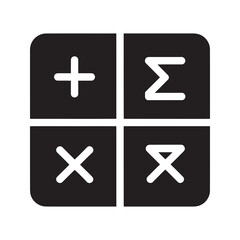 Obraz premium Mathematics calculator icon with math symbols for accounting and financial calculation or for a science and education learning tool vector solid glyph icon