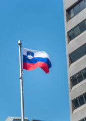 The Slovenian flag at Toronto City Hall's Nathan Phillips Square.