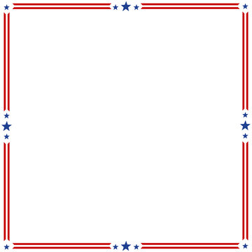 America American Flag Square Frame Banner Badge Design Template