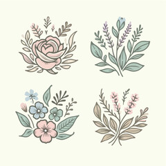 Hand-Drawn Vintage Floral Illustration in Vector Style

