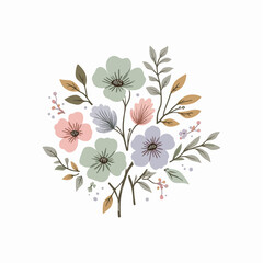 Hand-Drawn Vintage Floral Illustration in Vector Style

