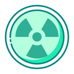 radiation hazard green filled line icon for nuclear and exposure risk