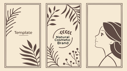 Natural Cosmetic Brand Templates With Beige   Leaf
