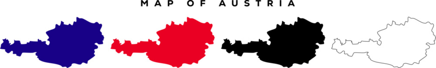 Modern Austria Map Outline &ndash; Minimal Vector