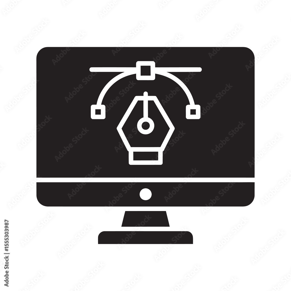 Fototapete graphic design icon showing vector illustration creation on a computer screen with digital art softw