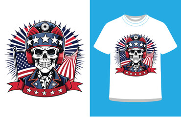 Vintage American Flag T-Shirt Design  Grunge USA Flag Vector Illustration.

