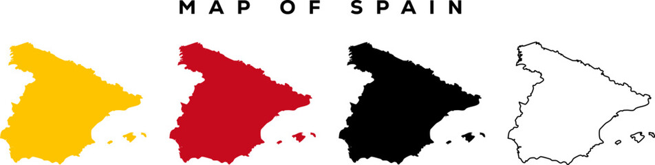 Modern Spain Map Outline – Minimal Vector