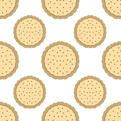 Cookies seamless pattern, biscuits seamless pattern on a white background. Abstract and simple pattern