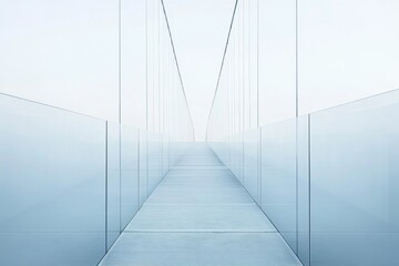 Minimalist glass bridge with symmetrical perspective