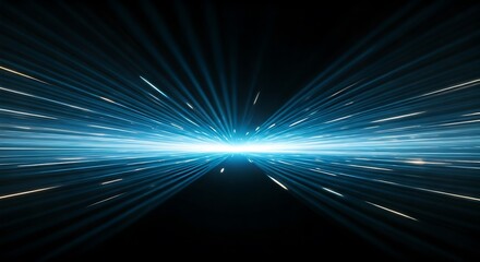 Hyperspace Jump: A Dynamic Burst of Blue Light Streaks Through the Darkness, Conveying Speed, Technology, and Futuristic Travel
