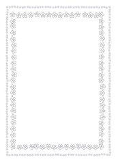 Blank paper frame with floral border in outline design  