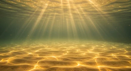 Papier peint photo Chambre de fille Golden Sunlight Beams Piercing Through Tranquil Underwater Scene  © Arx PhotoStock