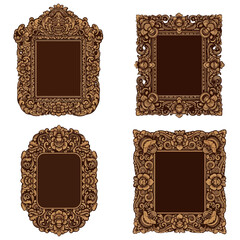 Balinese Carving Floral Ornaments frame vector