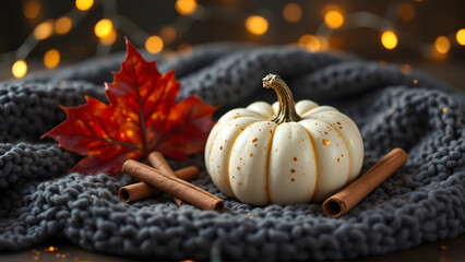 Cozy Autumn Vibes White Pumpkin Cinnamon Stick Warmth Decorations