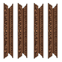 Balinese Carving and Floral Ornaments frame vector
