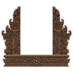 Intricate Balinese Gate Carving ornament vector