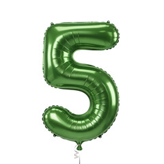 3D-Grafik – Grüner Luftballon in Form der Zahl 5