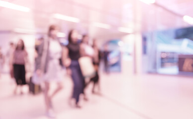 Abstract blur people walking in shopping mall (Background)