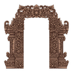 Intricate Balinese Gate Carving ornament vector