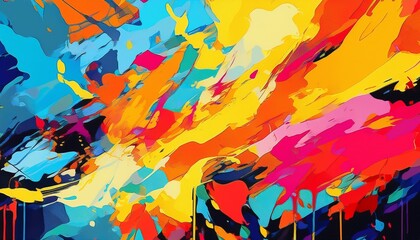 colorful abstract mixed grunge colors pop art comic style painting background wallpaper illustration