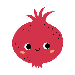 Cute pomegranate in kawaii style,vector illustration.