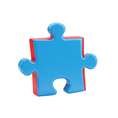 Obraz premium 3d puzzle piece isolated on transparent background, PNG, PNG format, puzzle icon, problem solving, strategy symbol, solution concept, matching piece