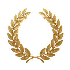 gold laurel wreath isolated on transparent background, PNG, honor wreath, golden laurel crown, achievement wreath, wreath isolated PNG, transparent background wreath
