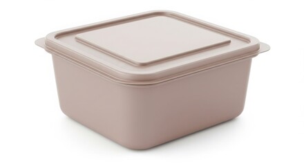 Single brown food storage container with a lid, isolated on white background. Kitchenware for meal prep and organization.