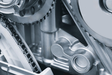 car engine disassembled, auto service concept background