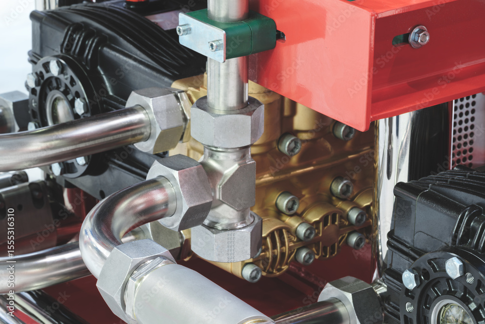 Poster copper block with valves part of a fire protection system