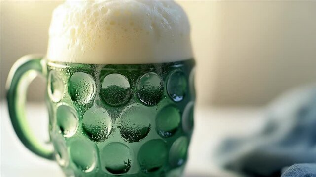 A frothy glass of traditional German beer, possibly enjoyed in a pub or bar setting, suggesting socialization and refreshment.