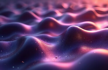 Obraz premium Abstract illustration with glowing purple metallic waves, soft gradient. Dynamic flow design of shiny light, smooth forms. Futuristic art for background, modern wallpaper. Colorful flowing shapes,