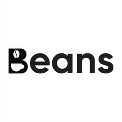 Beans Creative Wordmark with Coffee Cup and Bean Symbol Incorporated