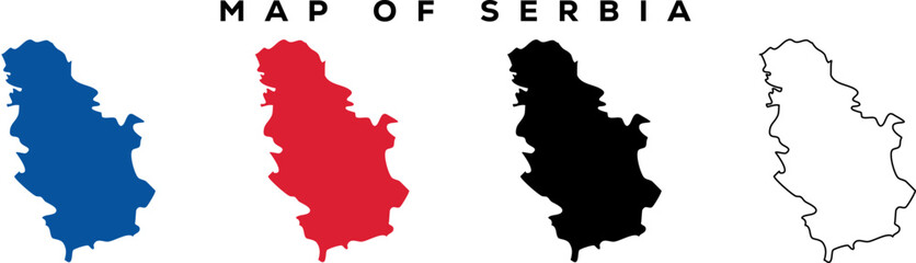 Modern Serbia Map Outline &ndash; Minimal Vector