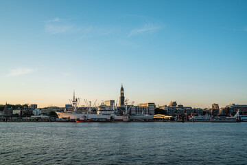 Stunning Summer Sunset Over Hamburg Harbor with Historic Clock Tower