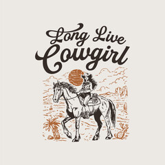 Long Live Cowgirl Retro Western Graphic