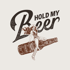 Hold My Beer Cowgirl Rodeo Humor Graphic