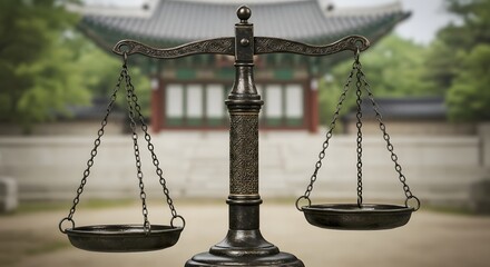 South Korea Constitution Day (Jeheonjeol) – July 17 image featuring scales of justice and Korean elements symbolizing law, democracy and national heritage