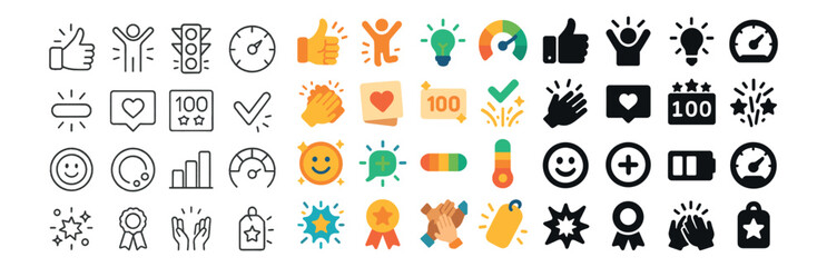 Business and productivity icons set – flat, efficiency and communication symbols