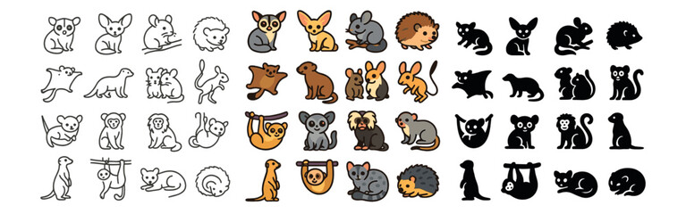 Animal and nature icons set – silhouette, wildlife and forest creatures collection