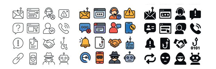 Communication technologies icons set – flat, messaging and network design elements