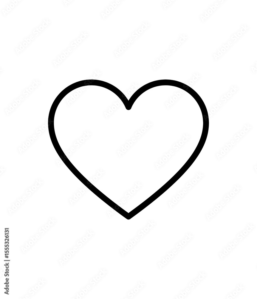 Poster a simple black heart outline icon on a transparent background for expressing emotion and affection i