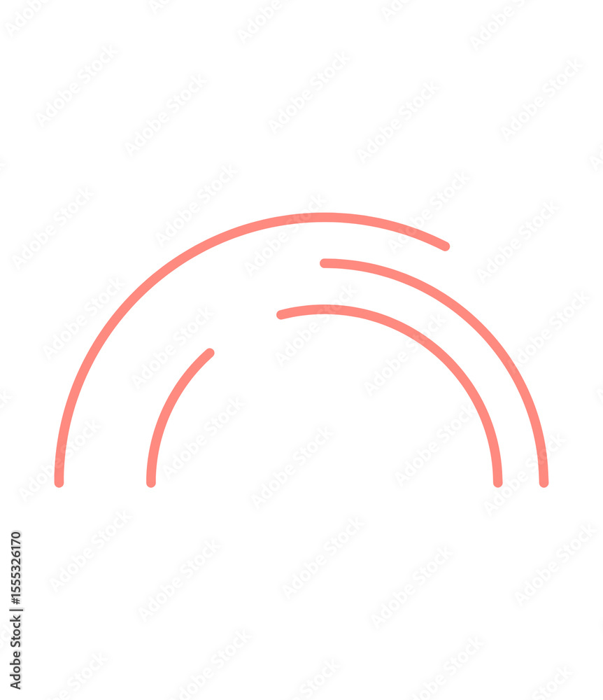 Poster coral arcs on transparent backdrop a subtle design element with curved lines for modern graphics and