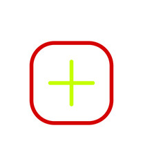 Obraz premium Add Icon Vector Illustration Symbol Sign. Red and green add icon on transparent background. Simple flat design element for website, app, ui, ux, interface, graphic